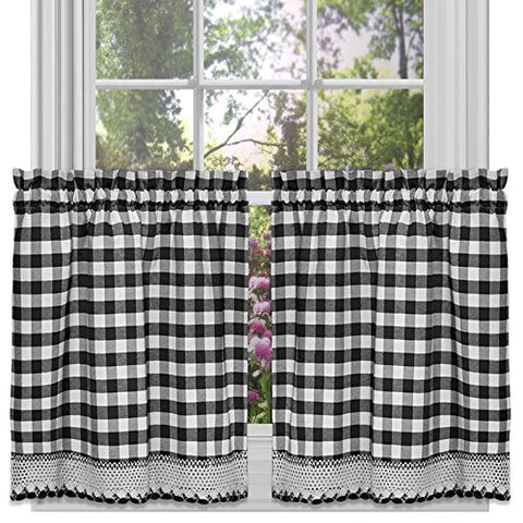 Park Avenue Collection Buffalo Check Tier Pair - 58x24 - Black