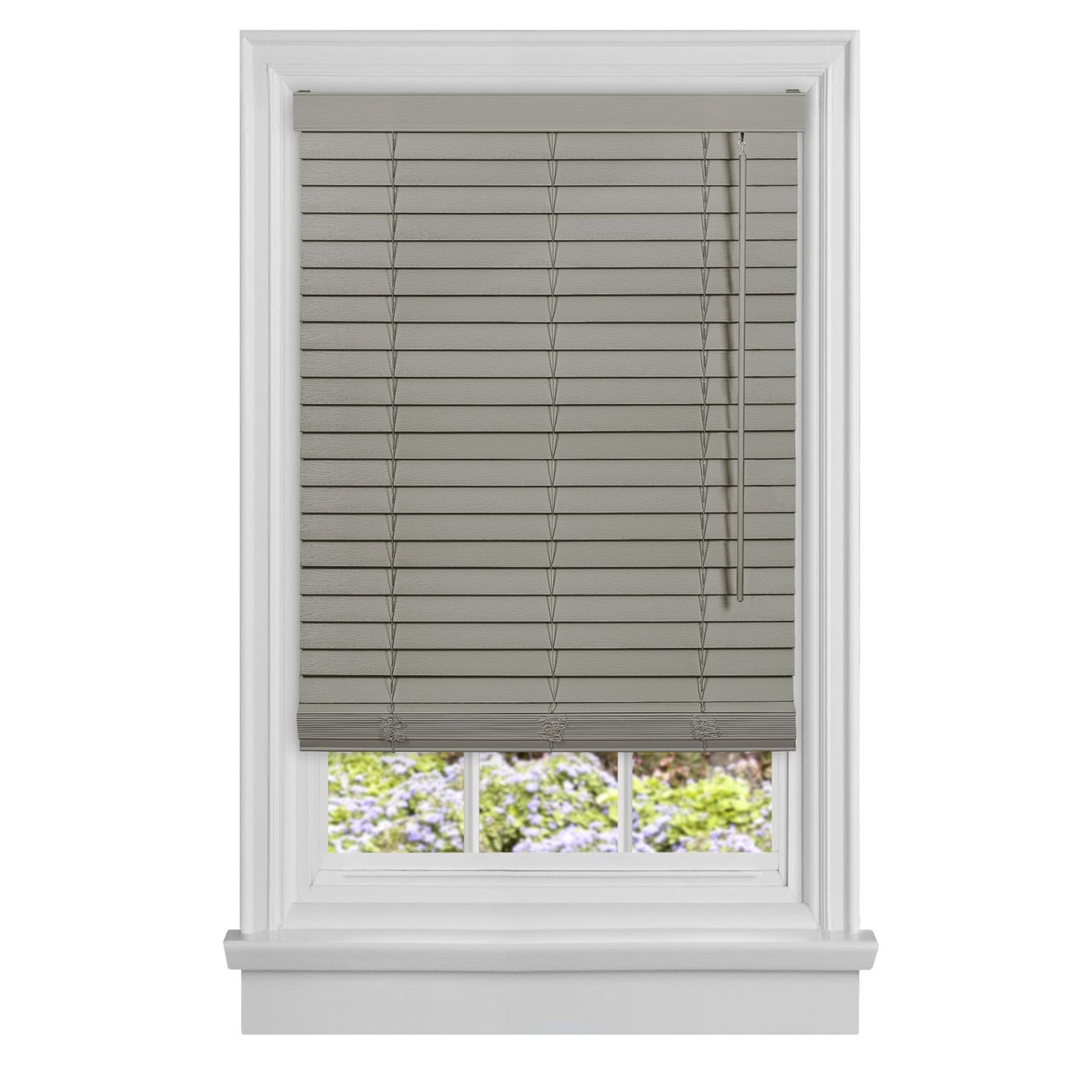Traditional Elegance Cordless Madera Falsa 2" Faux Wood Plantation Blind 45x64 - Grey