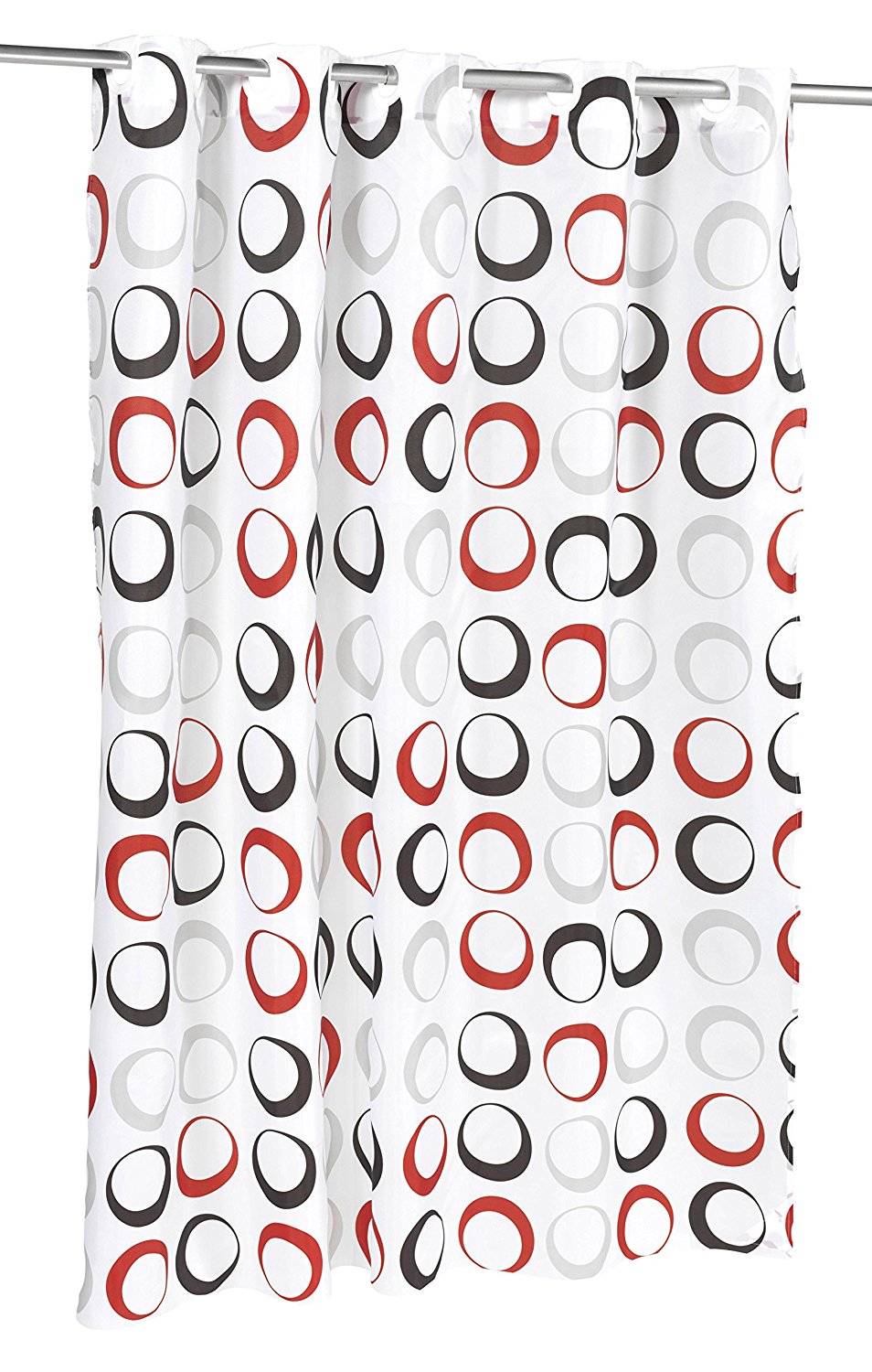 Park Avenue Deluxe Collection Park Avenue Deluxe Collection EZ-ON?  inch Circles inch  Polyester Shower Curtain in White Black& Red