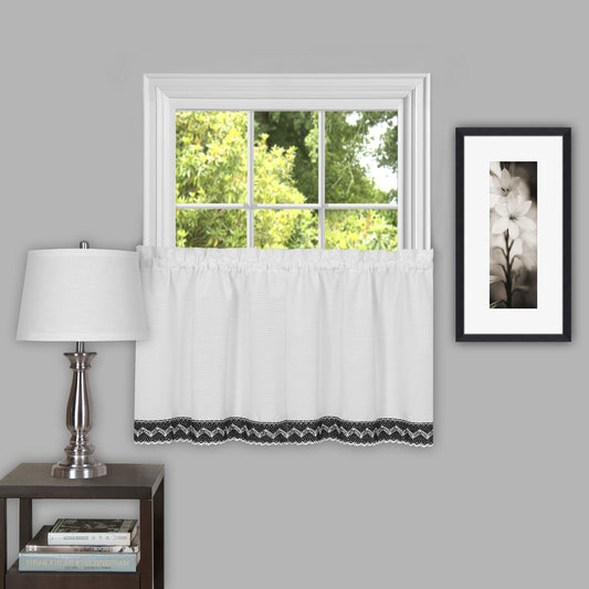 Traditional Elegance Provincial 58x24 Window Curtain Tier Pair  - Black