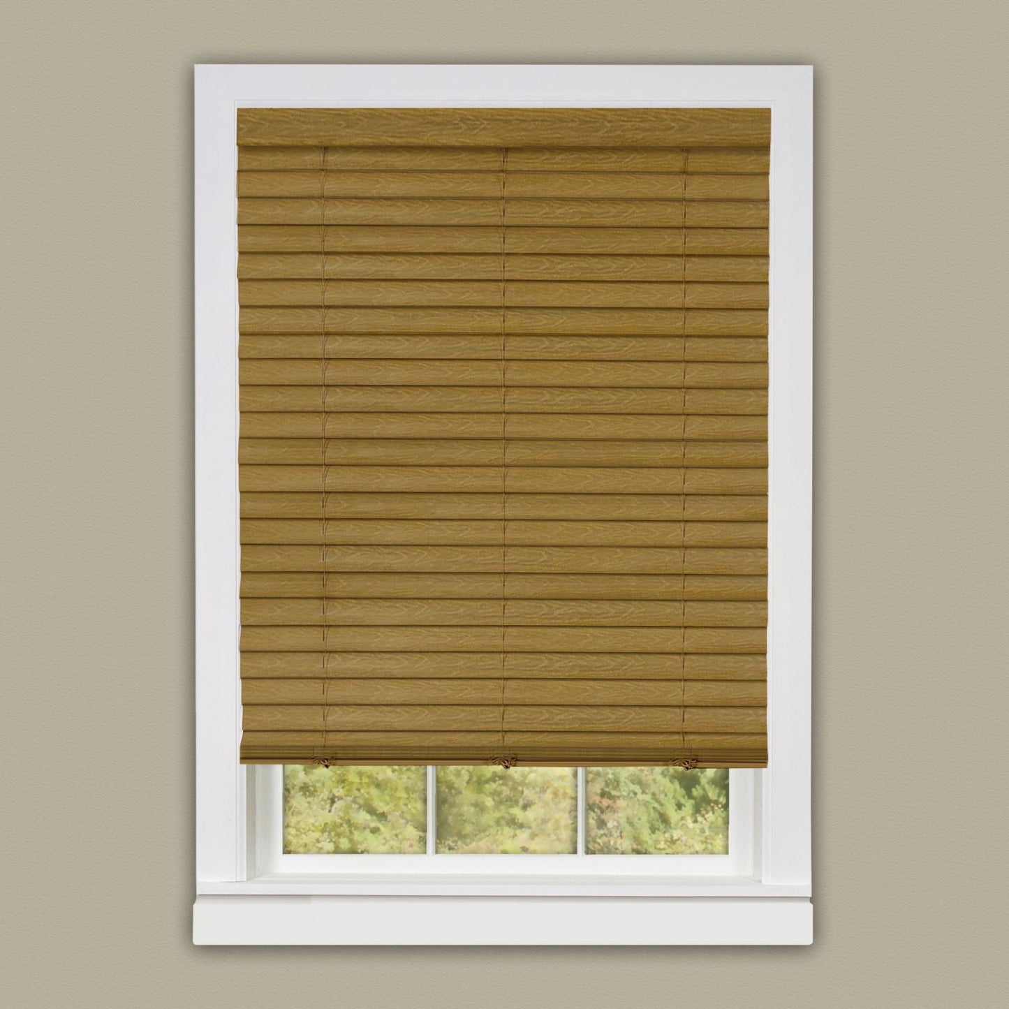 Traditional Elegance Cordless Eclipse 2" Vinyl Venetian Blind with 2 in. Valance 39x64 - Woodtone