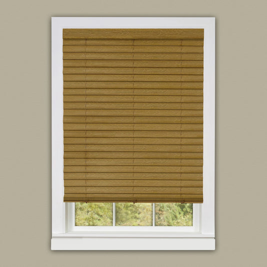 Traditional Elegance Cordless Eclipse 2" Vinyl Venetian Blind with 2 in. Valance 33x64 - Woodtone