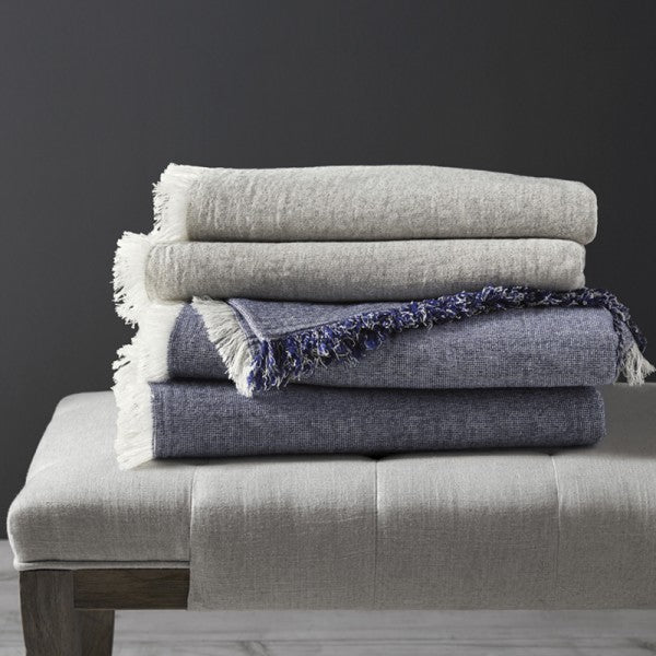 Prime Linens Collection Ruffled Linen Color Throw Blanket (50" x 70")