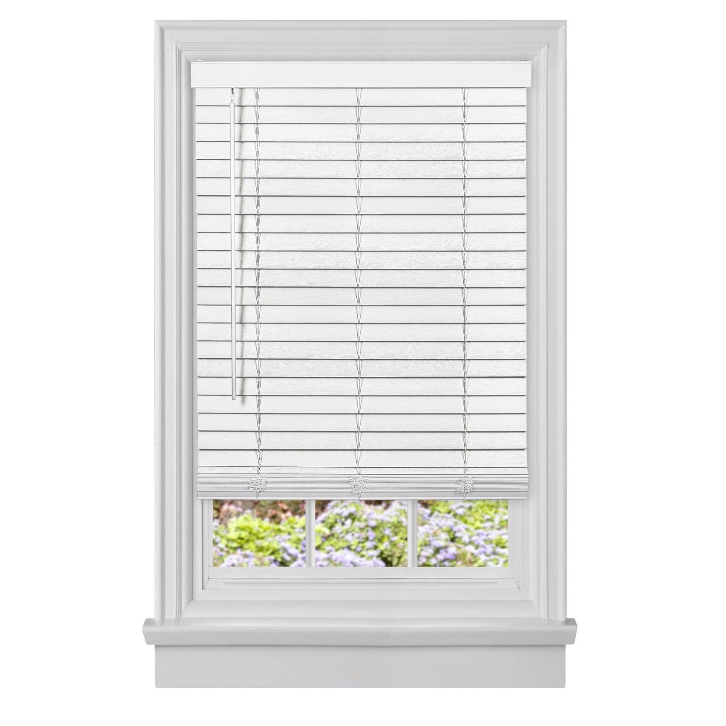Traditional Elegance Cordless Madera Falsa 2" Faux Wood Plantation Blind 39x64 - White