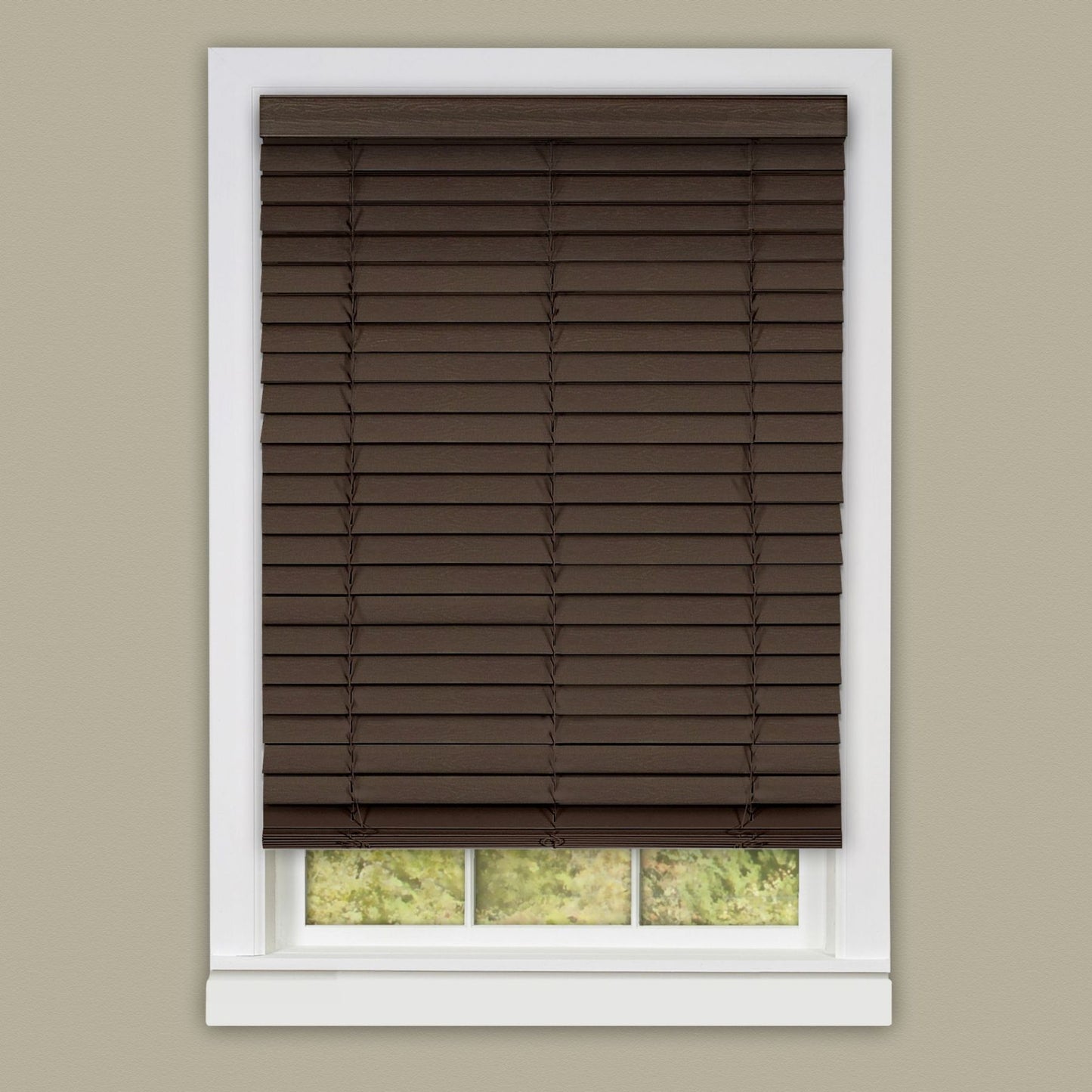 Traditional Elegance Cordless Madera Falsa 2" Faux Wood Plantation Blind 39x64 - Mahogany
