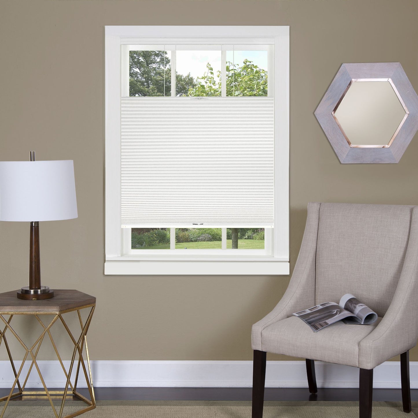 Traditional Elegance Top Down-Bottom Up Cordless Honeycomb Cellular Shade 29x64 White