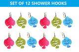 Hand Painted Set of 12 Decorative Resin Shower Curtain Hooks