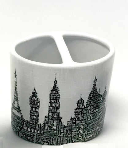 Royal Bath Metro Landmarks Toothbrush Holder (4"H x 4"W x 2.5"D)